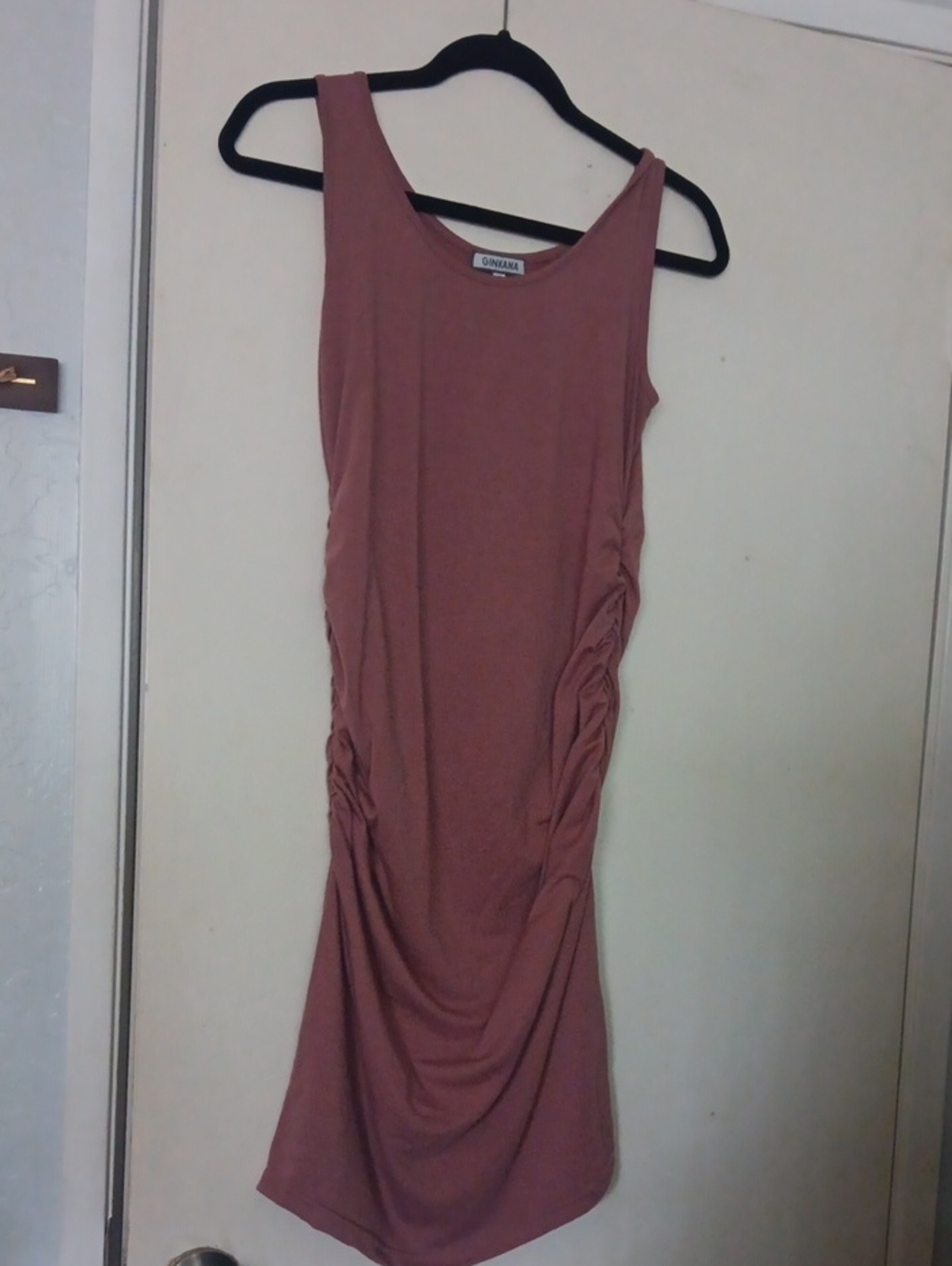 GINA KAE Mauve Tank Ruched Midi Dress Fits Smal To Medium